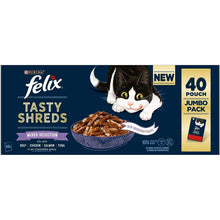 FELIX TASTY SHREDS Mixed Selection in Gravy, Blue, 40 pouches