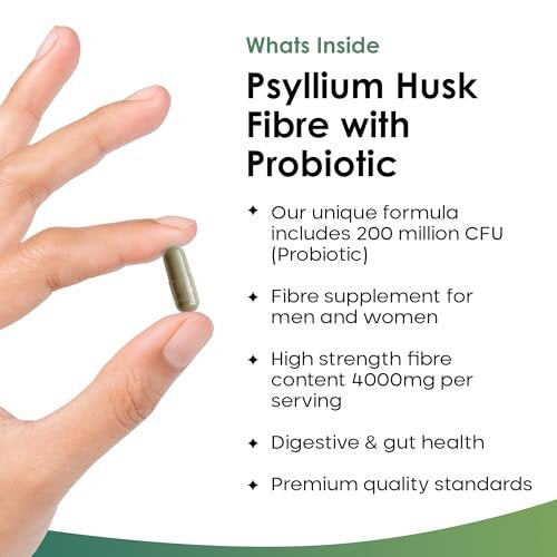 Fibre Supplement 4000mg Psyllium Husk With Probiotic Acidophilus - High Strength - Natural Soluble Fiber Supplement From Plantago Ovata Seeds, 360