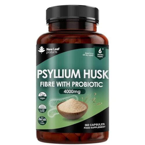 Fibre Supplement 4000mg Psyllium Husk With Probiotic Acidophilus - High Strength - Natural Soluble Fiber Supplement From Plantago Ovata Seeds, 360