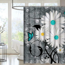 Floral Butterfly Shower Curtain White Daisy Shower Curtain for Bathroom Farmhouse Rustic Bathroom Curtain with 12 Hooks