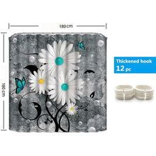 Floral Butterfly Shower Curtain White Daisy Shower Curtain for Bathroom Farmhouse Rustic Bathroom Curtain with 12 Hooks