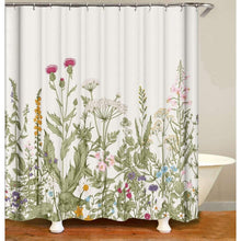 Floral Shower Curtain with pink flowers & green plant Includes 12 hooks,For bathroom decor 180 x 180 cm