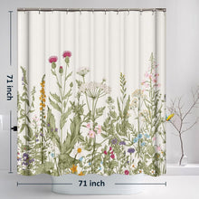 Floral Shower Curtain with pink flowers & green plant Includes 12 hooks,For bathroom decor 180 x 180 cm