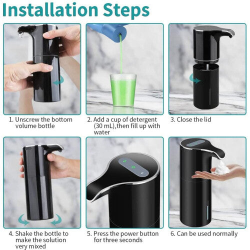 Foam Soap Dispenser Automatic - Touchless Soap Dispenser USB Rechargeable Electric Soap Dispenser 450ML Black