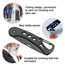 Folding Comb Stainless Steel Metal Pocket Beard Comb (Black)