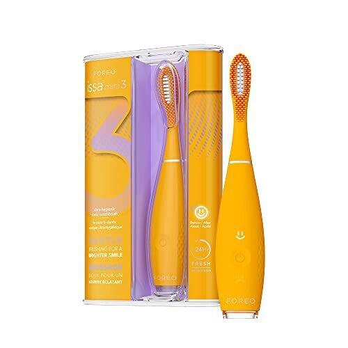 FOREO ISSA Mini 3 Mango Tango, Electric 4-in-1 Sonic Toothbrush, Replaceable 6-Months Hybrid Brush Head, Medical-Grade Silicone, Travel-Friendly,