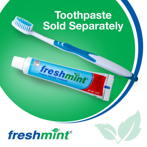 FRESHMINT (100 Pack) Individually Wrapped Premium Toothbrushes  Oversized Easy Grip Rubber Handle  Soft Multi Color Nylon Bristles  Bulk Pac