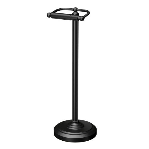 Gatco 1436MX, Freestanding Toilet Paper Holder, 22” H, Matte Black/Flo