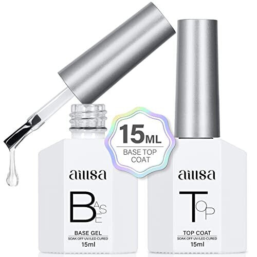 Gel Top Coat and Base CoatGel Nail Polish 2x15ML Base and Top Coat Gel polish UV LED Soak Off for Nail Varnish LongLasting Gel Base Coat No Wipe Top