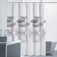 GOBRO Shower Curtain Pebble Print Waterproof Bathroom Curtain with 12 Hook Rings 180 * 180cm Gray