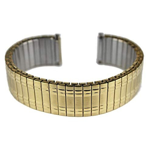 Gold Expanding Stretch Watch Strap Bracelet Metal Stainless Steel Expander Band (18mm 19mm 20mm)