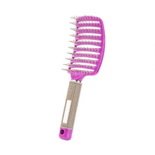 (gold hairless) Hair Brush Scalp Massage Comb Bristle Nylon Women Wet Curly Detangle Brush