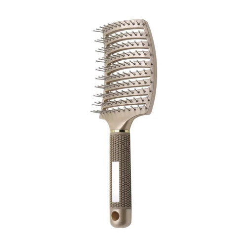 (gold hairless) Hair Brush Scalp Massage Comb Bristle Nylon Women Wet Curly Detangle Brush