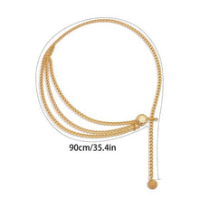 (Gold) Sexy Women Fashion Belt Hip High Waist Gold Silver Color Narrow Metal Body Chain Chunky Fringes New