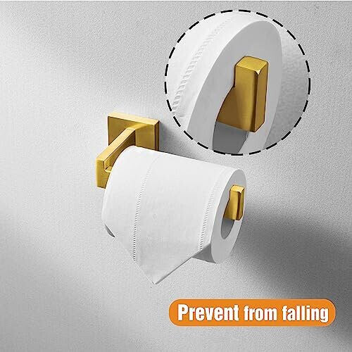 Gold Toilet Roll Holder Wall Mounted Premium 304 Stainless Brushed Brass Toilet Paper Holder for Bathroom Rustproof Square