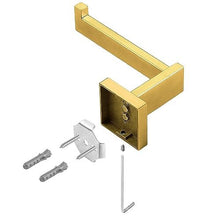 Gold Toilet Roll Holder Wall Mounted Premium 304 Stainless Brushed Brass Toilet Paper Holder for Bathroom Rustproof Square