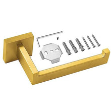 Gold Toilet Roll Holder Wall Mounted Premium 304 Stainless Brushed Brass Toilet Paper Holder for Bathroom Rustproof Square