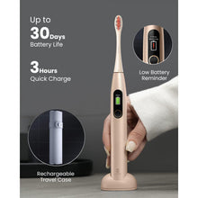 (Golden) Digital Electric Toothbrush with 4 Brush Heads and Travel Case, Adult Smart Sonic Toothbrush Set, Real-Time 8 Zone Tracking with Touchscreen