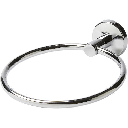 GoodHome Ormara Wall-Mounted Silver Effect Chrome Towel Ring (W)185mm