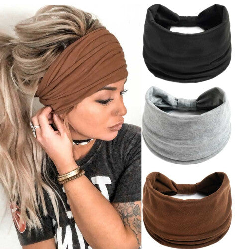 gortin Boho Headbands Leopard Hair Bands Knoted Turban Headband Stretc