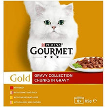 Gourmet Gold Chunks in Gravy Cat Food, Beef, 8 x 85g