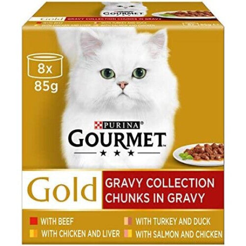 Gourmet Gold Chunks in Gravy Cat Food, Beef, 8 x 85g