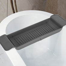 (Gray) Bath Rack Plastic Bathtub Shelf Extendable