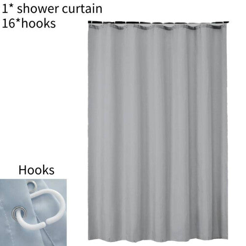 (Gray) Bathroom 180x200cm Household Curtain Hooks Long Polyester Waterproof Shower