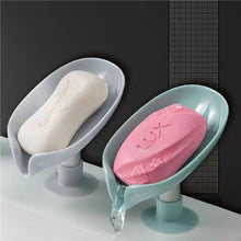 (Green) Drain Soap Holder Leaf Shape Soap Box Suction Cup