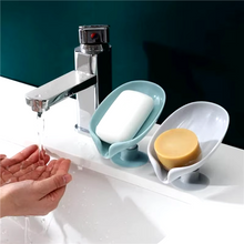 (Green) Drain Soap Holder Leaf Shape Soap Box Suction Cup