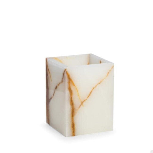 Green Onyx Marble Bath Tumbler, White & Tan