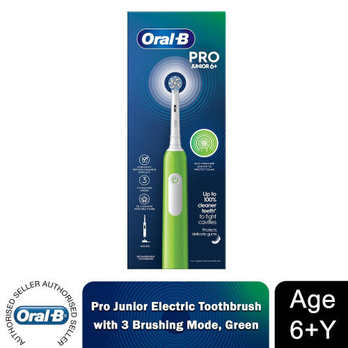 (Green) Oral-B Pro Junior Electric Toothbrush for Kids 6+Y