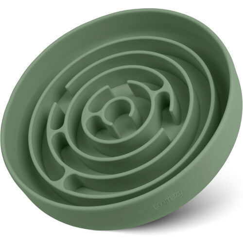 (Green) Slow Feeder Dog Bowl Silicone Dog Choke Proof