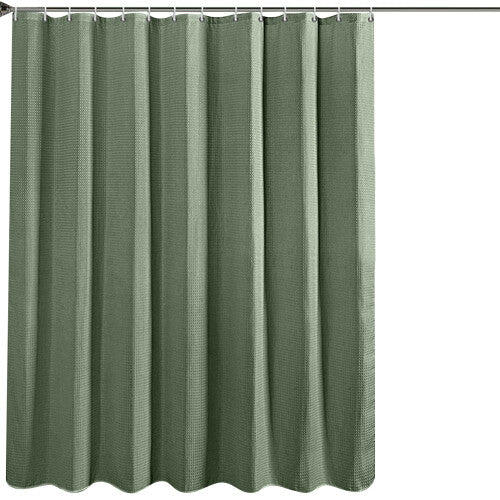 (Green) Waffle Shower Curtain 1.8m Waterproof, Mold-resistant