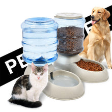 (Grey) Automatic Pet Dog Food Water Bottle Dispenser Dish Bowl Feeder