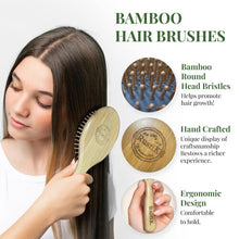 Grey Bamboo Oval Hair Brush by RustiK, Detangling, Anti Static, Eco Friendly, Sustainable, Handmade, Woodcrafted For Men and Women.