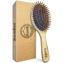 Grey Bamboo Oval Hair Brush by RustiK, Detangling, Anti Static, Eco Friendly, Sustainable, Handmade, Woodcrafted For Men and Women.