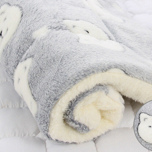 (Grey Bear, 49*32cm) Soft Plush Paw Print Pet Dog Puppy Cat Blanket Cat Bed Mat Comfy