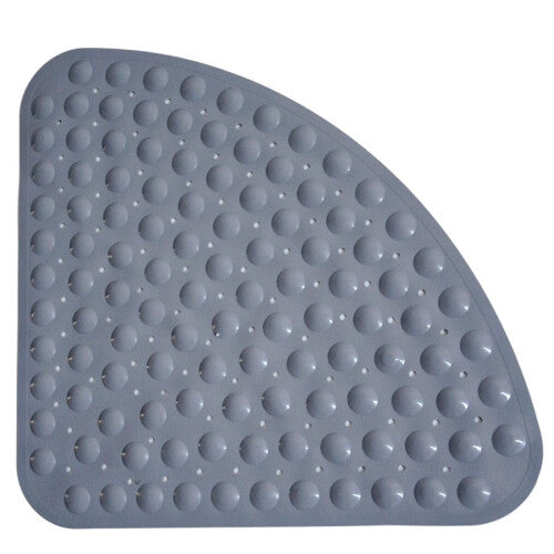 (Grey) Non Slip Pad Quadrant Sector Rubber Anti-Bacterial  Corner Bath Shower Tub Mat