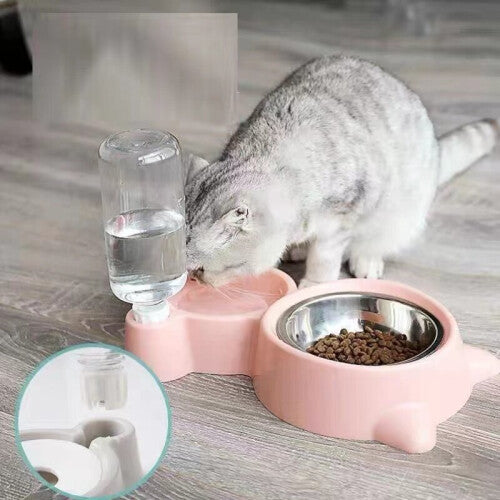 (GREY) Pet Food & Water Dispenser Dog Cat feeder bottle