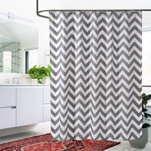 (Grey & White Wave, 180 x 180 cm) Bathroom Shower Curtain Premium Polyester Fabric Curtain Mould & Mildew Resistant With 12 Curtain Hook Waterproof Bath Curtain Long Shower Curtain