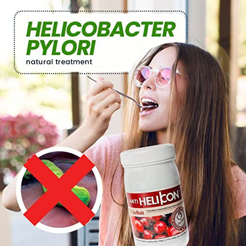 Gut Health Supplement Antihelicon - Helicobacter Pylori Treatment Jam with Cranberry Juice and Green Tea Extract (400ml) - Heartburn Relief and Bad