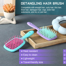 Hair Brush 2 Pack, Detangle Hiar Brush for Women Men, and Kids, Great on Wet/Dry Hair Smoothing Massaging Detangling (Light green purple + Rose blue)