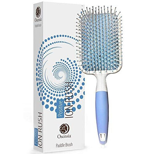 Hair Brush for Thick Hair with Ionic Minerals - Paddle Brush for Men and Women, for Blow Drying, Straightening - Gentle Bristles, Easy Comfort Grip Fl