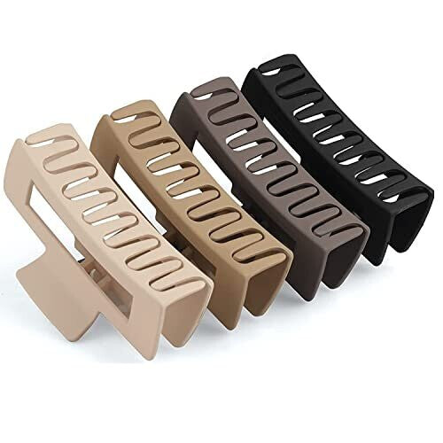 Hair Claw Clip for Women & Girls, Matte Hair Clips, 4.3 Inch(11cm) Large Claw Clips for Women Thick Hair, Non-Slip Strong Jaw Claw Clips (Rectangle