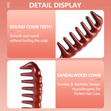 Hair Comb for Detangling - Wide Tooth Wood Comb for Curly Hair - No Static Natural Wooden Sandalwood Comb