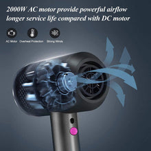 Hair Dryer 2000W Professional Powerful AC Motor Quick Drying Ionic Hair Dryer with 2 Speed 3 Heat Setting, Cool Shot Button