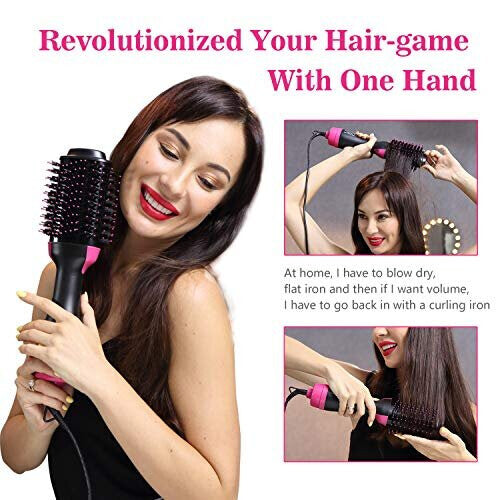 Hair Dryer Brush 4 IN 1 Hot Air Brush Multifunctional Hair Dryer & Volumizer & Styler Hot Air Brush Salon Hair Straightener Suitable for All hair Anti