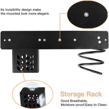 Hair Dryer Holder, Wall Shelf Bracket Vertical Clothes Rack - Black