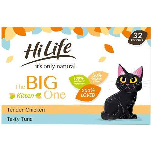 HILIFE itâs only natural The Big One Kitten Mixed Complete Wet Cat Food Pouches 32 x 70g